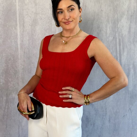 Thread & Supply | Aster Tank | Red Stretch Knit Top - Picture 7 of 7